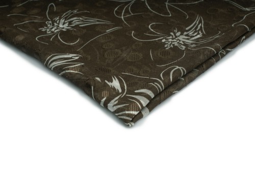 tkanina szyfon drukowana brąz w białe ślaczki