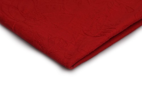 tkanina haftowana czerwona w haftowane duże kwiaty