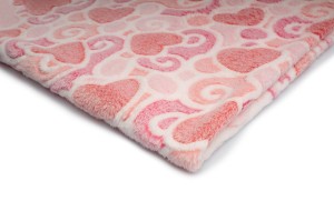 Minky Plush fleece Printed 3D Hearts Red