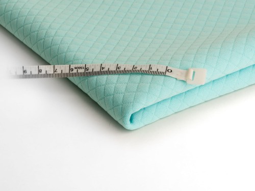 dzianina pikowana mała kratka w kolorze aqua