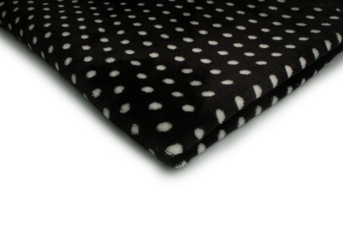 dzianina minky plusz drukowany czarny w białe kropki