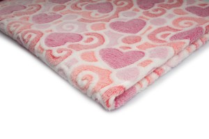 Minky Plush fleece Printed 3D Hearts Fuchsia