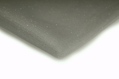 tkanina tiul elastyczny z brokatem w kolorze jasny szary