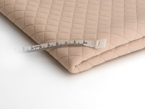 dzianina pikowana duża kratka w kolorze jasny beż