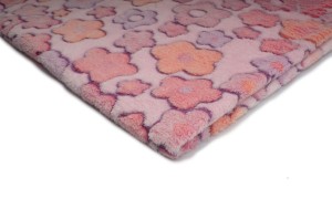 Minky Plush fleece Printed 3D Flowers Light Violet