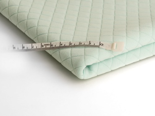 dzianina pikowana duża kratka w kolorze mięta