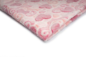 Minky Plush fleece Printed 3D Hearts Amaranth
