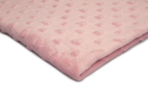 dzianina minky serca w kolorze jasny róż