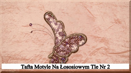 tkanina w haftowane motylki w kolorze łosoś