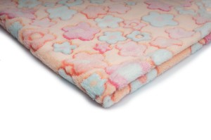 Minky Plush fleece Printed 3D Flowers Orange