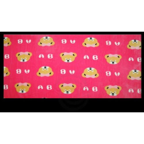 dzianina minky drukowany w misie z różową kakardką