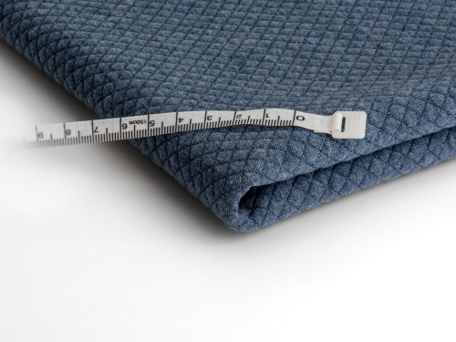 dzianina pikowana mała kratka w kolorze jeans